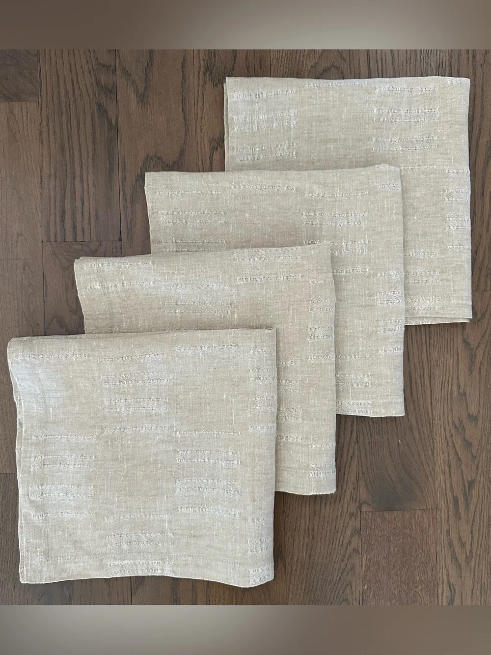 Matouk Set of 4 Linen Variegated Heavyweight Linen Napkins Beige / Cream 20